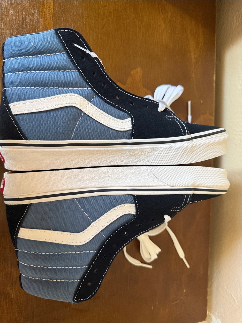 Vans Sk8-Hi Two-Tone High Top Sneakers — Black & Slate Blue - Picture 6 of 7